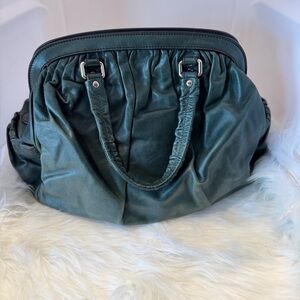 Dolce & Gabbana “Miss Curly” Petrol Green Satchel — Leopard Lining